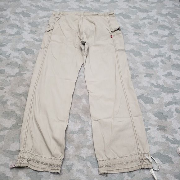 Vintage Levis Pants Womens Large Tan Low Slouch Cargo Pockets Y2K - Picture 13 of 15